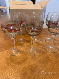 Calici vino in vetro lavorazione a mano