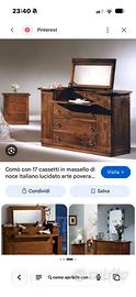 Comò in legno massello con specchio + comodini