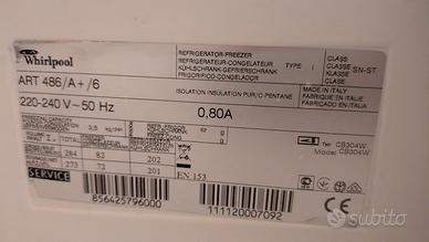 RICAMBI FRIGO INCASSO  WHIRLPOOL ART 486 /A+/6