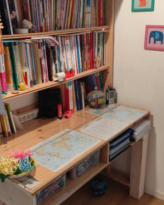 Scrivania libreria 125*180*70cm fatta a mano