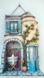 Tegola in terracotta decorata a mano 