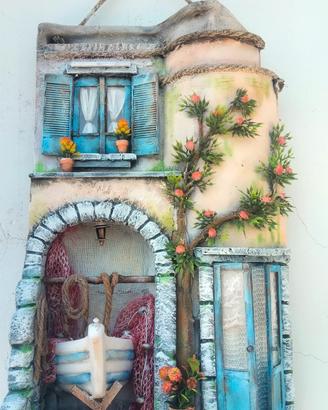 Tegola in terracotta decorata a mano 