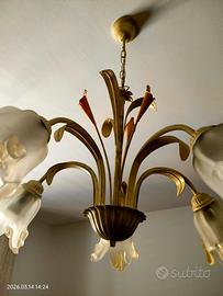 lampadario a fiori in ferro battuto 