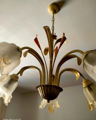 lampadario a fiori in ferro battuto 