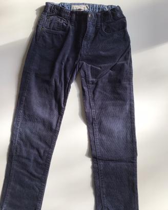 Pantaloni bambino 7-8 anni velluto blu- taglia 128