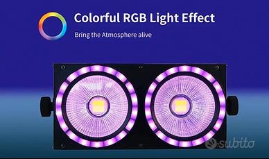 Blinder Led Cob  2x100w Bianco + Ring RGB  