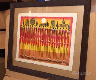 Quadro olio su tela africano