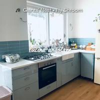 Cucina Ikea, azzurro grigio, polvere