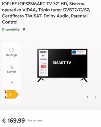 Televisore 32 pollici smart tv