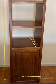 Mobile legno noce massello con anta e due ripiani