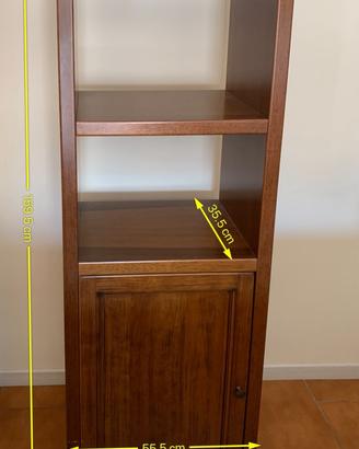 Mobile legno noce massello con anta e due ripiani