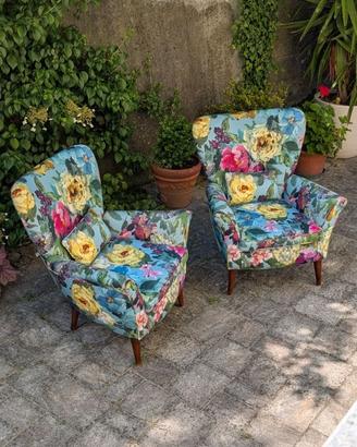 Coppia Poltrone Artigianali Vintage Anni 50