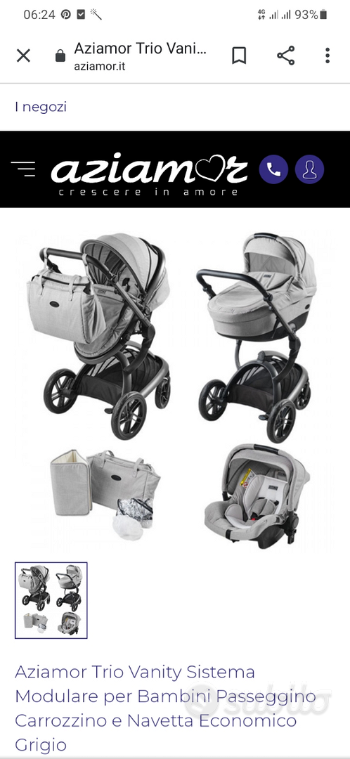 Aziamor Trio Vanity Sistema Modulare per Bambini Passeggino