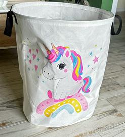 Cesto porta giochi / portabiancheria con unicorno
