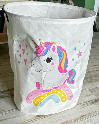 Cesto porta giochi / portabiancheria con unicorno