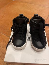 Sneakers alte Moschino Kids nere in pelle