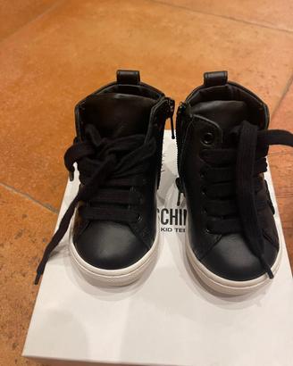 Sneakers alte Moschino Kids nere in pelle