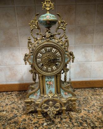 Orologio da Camino in Bronzo Bilanciere Antico