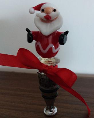 Tappo di vetro Murano per bottiglia Babbo Natale