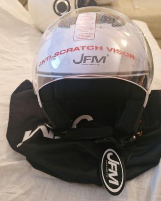 casco moto JFM 427 bianco lucido taglia L