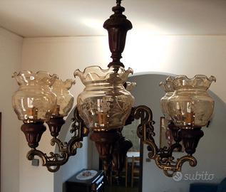 Lampadario classico a 6 luci + 2 aplique - vintage