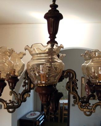 Lampadario classico a 6 luci + 2 aplique - vintage