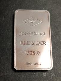 lingottino argento puro 100 gr 