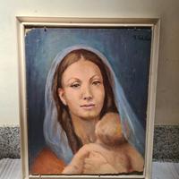olio su tavola Madonna con bambino