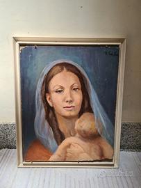 olio su tavola Madonna con bambino