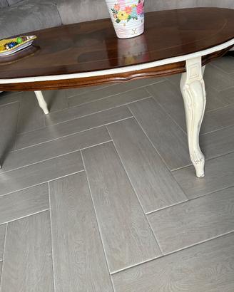 Tavolino legno in stile shabby chic  bicolore