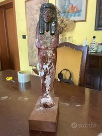 Statua egizia ushabti in legno dipinto 50 cm
