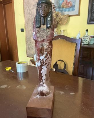 Statua egizia ushabti in legno dipinto 50 cm