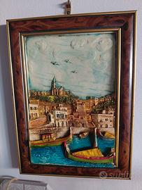 Quadro vintage 3D in rilievo Malta "John Borg