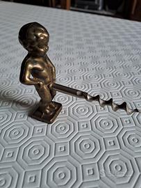 Cavatappi Vintage in Ottone "Manneken Pis"