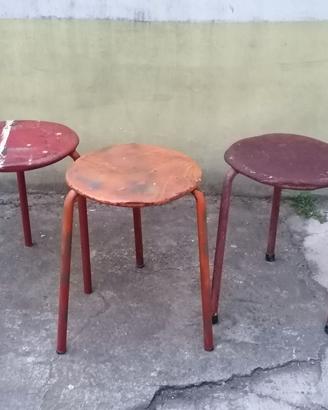 tris sgabelli industrial vintage artigianali