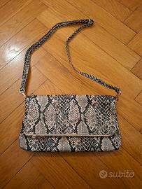 Borsa Gio Cellini pitonata beige/nero con tracolla