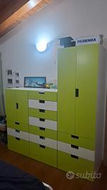 Armadio ikea bianco/verde per cameretta bambini