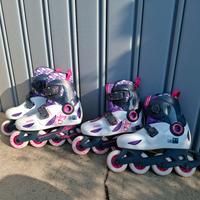 Rollerblade 28-30 e 30-32 con caschi e paracolpi