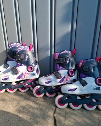 Rollerblade 28-30 e 30-32 con caschi e paracolpi