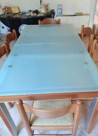 tavolo allungabile in vetro temperato 