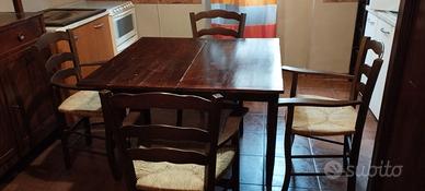 Tavolo a Libro Allungabile+ 4 Sedie Impagliate