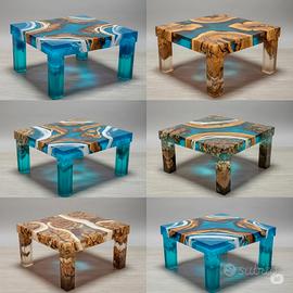 tavolino da salotto in resina epossidica 