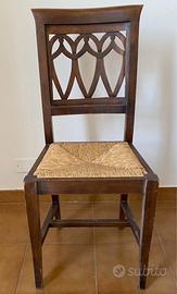 4 sedie in legno con seduta in paglia