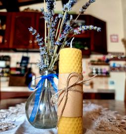 set 3 candele cera d'api pura 