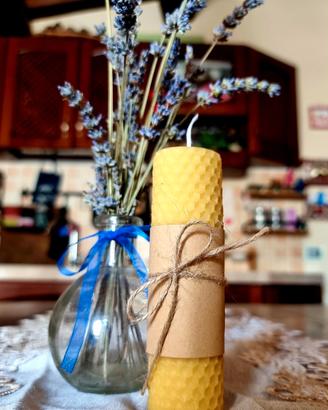 set 3 candele cera d'api pura 