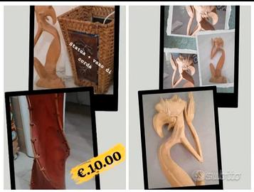 Oggetti etnici: 2 vasi e statua che prega