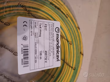 100 CAVO CORDINA  FS17  4 MM CAVI FILO ELETTRICO 