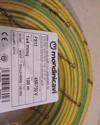 100 CAVO CORDINA  FS17  4 MM CAVI FILO ELETTRICO 