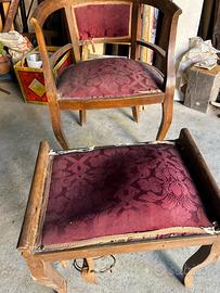 Poltrona con poggiapiedi antica