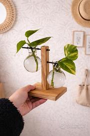 Vaso Supporto Legno-Porta Piante Idroponico-Nuovo